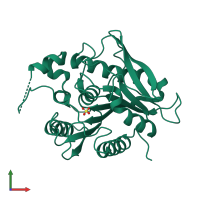 PDB entry 7bfn coloured by chain, front view.