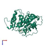 PDB entry 7bfn coloured by chain, top view.
