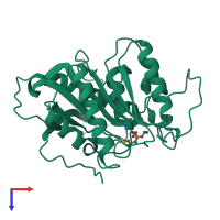 PDB entry 7bfo coloured by chain, top view.