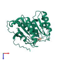 PDB entry 7bfr coloured by chain, top view.