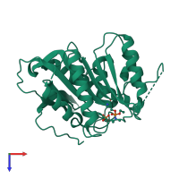 PDB entry 7bft coloured by chain, top view.