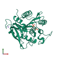PDB entry 7bfv coloured by chain, front view.