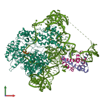 PDB entry 7bg9 coloured by chain, front view.