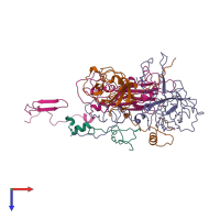 PDB entry 7bgk coloured by chain, top view.