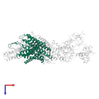 Potassium-transporting ATPase potassium-binding subunit in PDB entry 7bgy, assembly 1, top view.