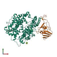 PDB entry 7bh9 coloured by chain, front view.