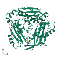 PDB entry 7bhs coloured by chain, front view.