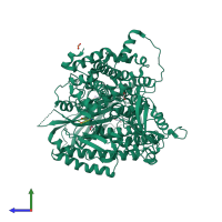 PDB entry 7bi9 coloured by chain, side view.