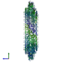 PDB entry 7bj2 coloured by chain, side view.