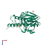 PDB entry 7bj8 coloured by chain, top view.