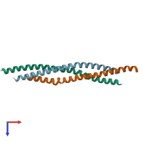 PDB entry 7bjs coloured by chain, top view.