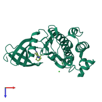PDB entry 7bk2 coloured by chain, top view.