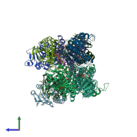 PDB entry 7bl7 coloured by chain, side view.