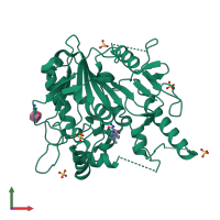 PDB entry 7blt coloured by chain, front view.