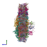 PDB entry 7blx coloured by chain, side view.