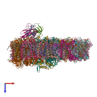 PDB entry 7blx coloured by chain, top view.