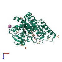 PDB entry 7bm1 coloured by chain, top view.