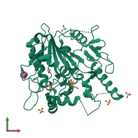 PDB entry 7bm7 coloured by chain, front view.