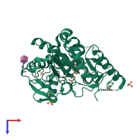 PDB entry 7bm7 coloured by chain, top view.