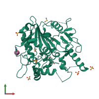 PDB entry 7bmb coloured by chain, front view.