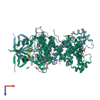 PDB entry 7bmk coloured by chain, top view.
