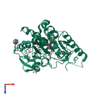 PDB entry 7bn5 coloured by chain, top view.