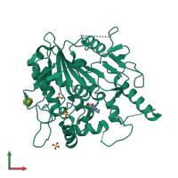 PDB entry 7bn8 coloured by chain, front view.