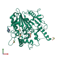 PDB entry 7bne coloured by chain, front view.