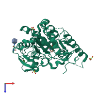 PDB entry 7bne coloured by chain, top view.