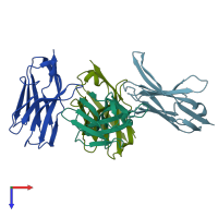 PDB entry 7bnw coloured by chain, top view.