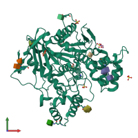 PDB entry 7bo3 coloured by chain, front view.
