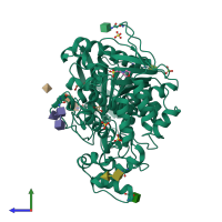 PDB entry 7bo3 coloured by chain, side view.