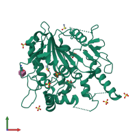 PDB entry 7bo5 coloured by chain, front view.