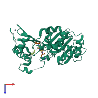 PDB entry 7bot coloured by chain, top view.