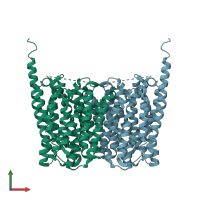 PDB entry 7bp3 coloured by chain, front view.