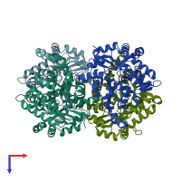 PDB entry 7bpc coloured by chain, top view.