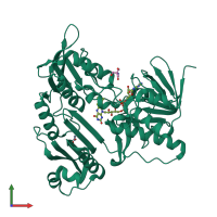 PDB entry 7bq6 coloured by chain, front view.