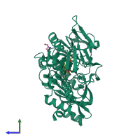 PDB entry 7bq6 coloured by chain, side view.