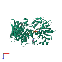 PDB entry 7bq6 coloured by chain, top view.
