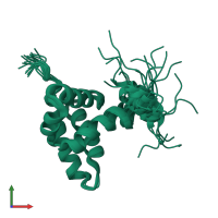 PDB entry 7bqm coloured by chain, ensemble of 20 models, front view.