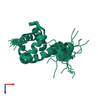 PDB entry 7bqm coloured by chain, ensemble of 20 models, top view.