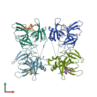 PDB entry 7bqz coloured by chain, front view.