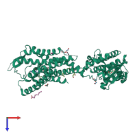 PDB entry 7br3 coloured by chain, top view.