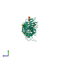 PDB 7brc coloured by chain and viewed from the side.