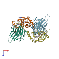 PDB entry 7bre coloured by chain, top view.