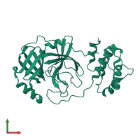 PDB entry 7bro coloured by chain, front view.