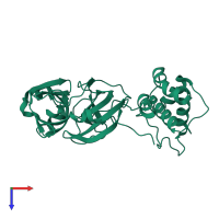 PDB entry 7bro coloured by chain, top view.