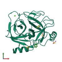 PDB entry 7bs7 coloured by chain, front view.