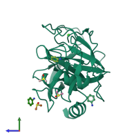 PDB entry 7bs7 coloured by chain, side view.