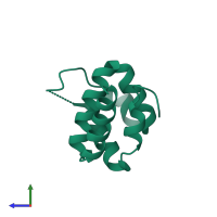 PDB entry 7bso coloured by chain, side view.